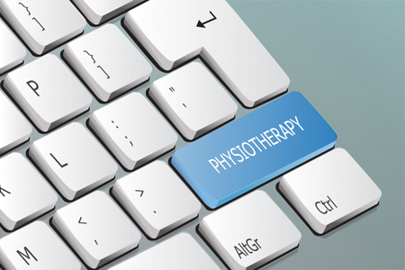 photo with word physiotherapy on keyboard button